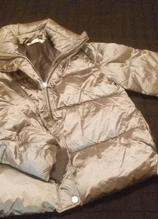 Куртка дутик h&m puffer зимняя серебристая женская1 фото