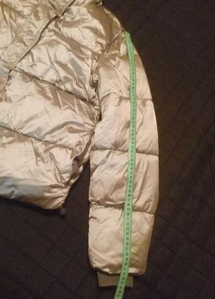 Куртка дутик h&m puffer зимняя серебристая женская7 фото