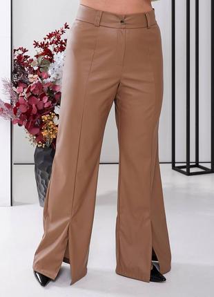 Женские кожаные брюки цвета3 фото