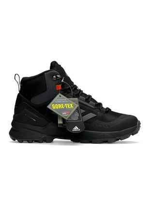 Чоловічі зимові кросівки adidas terrex swift r gore tex чорні високі до -21*с адідас терекс термо (b)3 фото