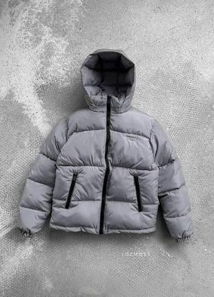 Мужская зимняя куртка оверсайз короткая серая до -20 пуховик короткий теплый водонепроницаемый (b)1 фото
