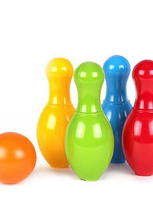 Набор для игры в боулинг технок 4708 игрушка детская пластиковая развивающая 4 кегли мяч для детей