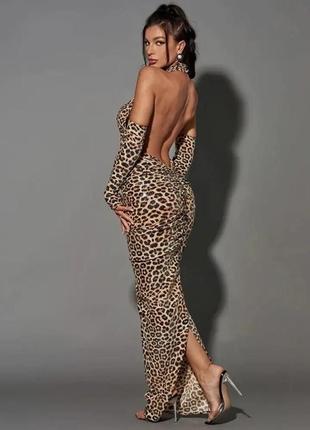 Костюм, комплект,платье леопардовое с рукавами,с вырезом,с открытой спинкой4 фото