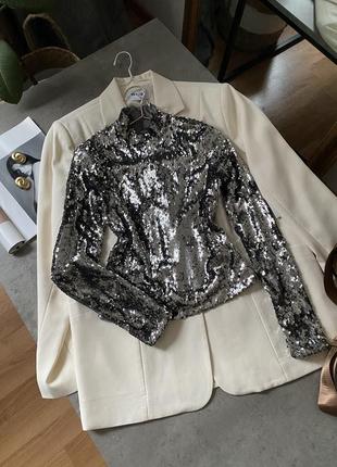 Топ з блискітками паєтки bershka zara