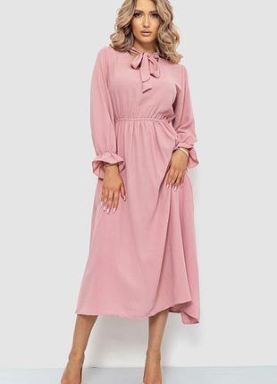 Шикарное приталенное платье с бантом пудра