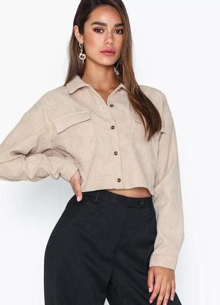 Нова укорочена, кроп вельветова рубашка, сорочка missguided