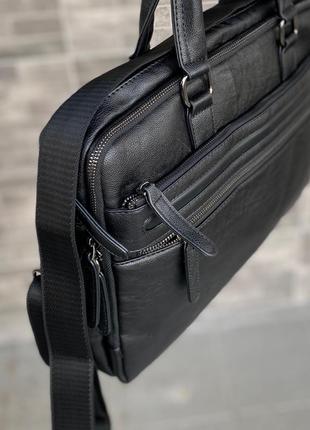 Мужская деловая сумка для документов ноутбука а4 через плечо pu кожа7 фото
