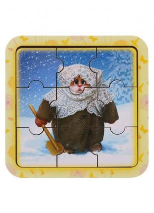 Пазл в рамке котик-3, 11*11см, ань-янь, псд107