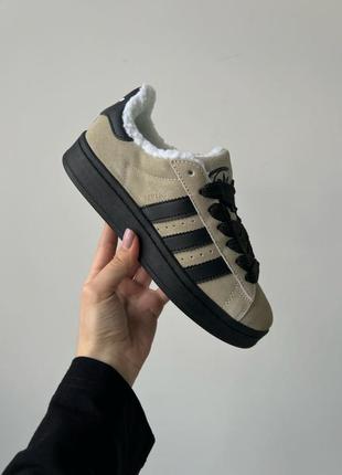 Кроссовки adidas campus beige black winter fur - с мехом