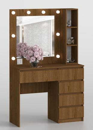 Туалетный столик с квадратным зеркалом 1600х1000х400 мм дуб родос темний