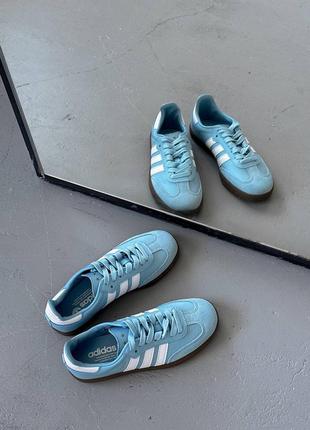 Женские кроссовки adidas samba blue white кожаные адидас самба8 фото