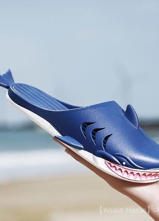 Тапочки шлепки в форме рыбы акула синие р-р 41- 421 фото