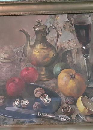 Картина.  петрова н. в. 1987 г натюрморд с кувшином