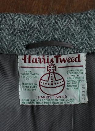 Винтажное твидовое пальто harris tweed handwoven scottish wool grey coat7 фото