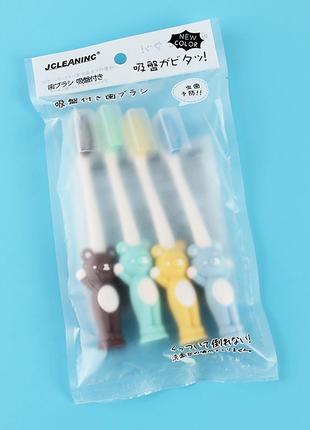 Набор детских зубных щеток jinior мишки (4шт в уп)2 фото