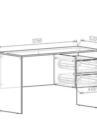 Письменный стол стиль-2 белый 1250х520х750 мм2 фото