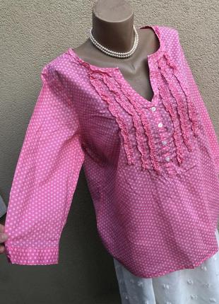 Розовая рубашка,блуза с жабо на груди,хлопок,большой размер, bonprix7 фото