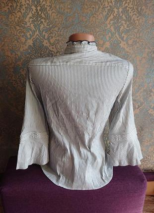 Женская блуза с рюшами в полоску р.42 /44 блузка рубашка3 фото