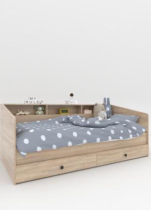 Дитяче ліжко з шухлядами sleep well дерев'яна основа + ламелі 800х2040х1000 мм  дуб сонома