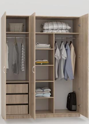 Шкаф для одежды распашной "дуэт" 1950x1500x520мм дуб сонома