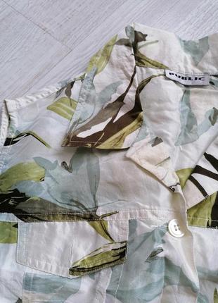 🌿шёлковый винтажный топ с накладными карманами 🌿рубашка в цветочный принт в стиле сафари7 фото
