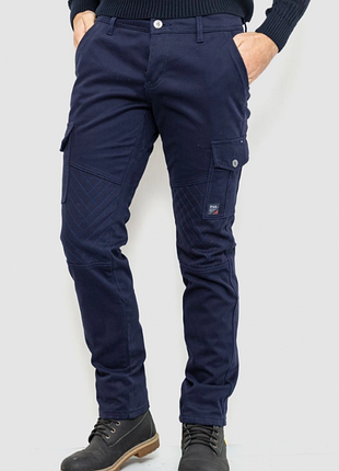 Брюки карго подросковые, мужские на флисе, цвет темно-синий, 182r2097аг