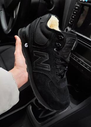 Зимние кроссовки new balance 574 черные