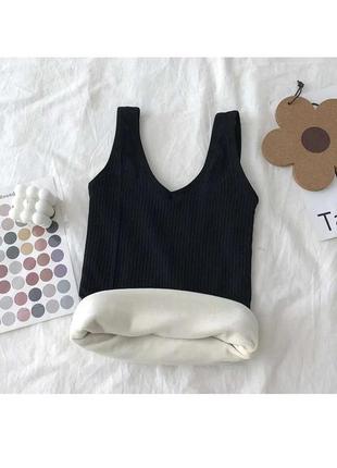 Тепла майка xxs-xs на плюші двошарова тепла двошарова зима термобілизна