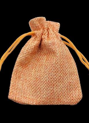 Упаковка подарочная finding мешочек на затяжках мешковина оранжевый 70 мм x 90 мм