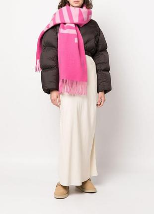 Оригинальный шерстяной шарф jacquemus logo jacquard fringed edge scarf