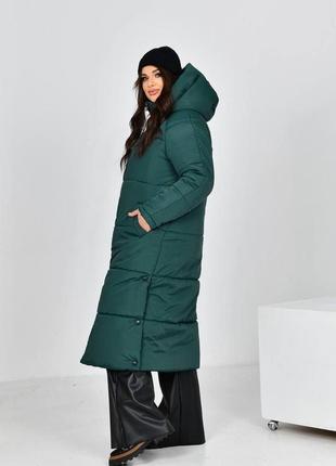 Женская теплая длинная куртка на молнии большие размеры 48-588 фото