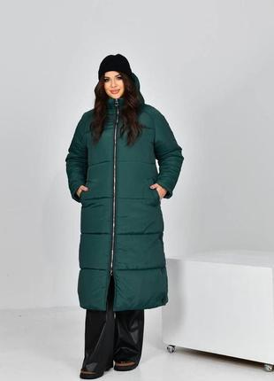 Женская теплая длинная куртка на молнии большие размеры 48-587 фото