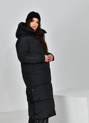 Женская теплая длинная куртка на молнии большие размеры 48-586 фото