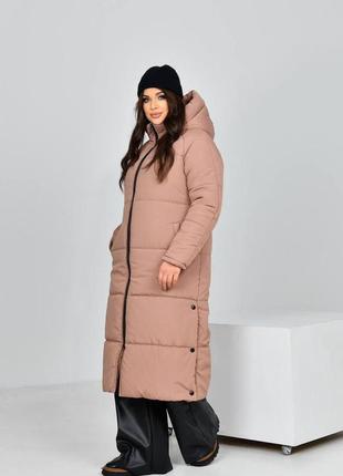 Женская теплая длинная куртка на молнии большие размеры 48-582 фото