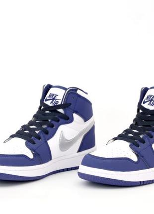 Женские кроссовки nike air jordan 1 retro white purple silver белого с фиолетовым и серебристым цветами3 фото