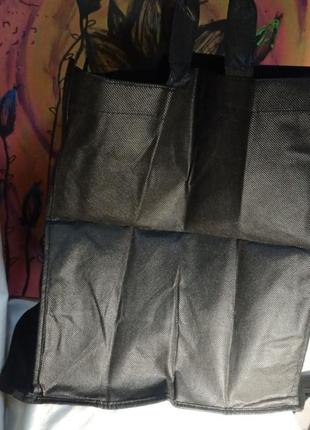 Велика складна господарська чорна сумка +подарунок4 фото