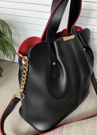 Стильная женская сумка отличного качества чёрная3 фото