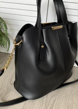 Стильная женская сумка отличного качества чёрная8 фото