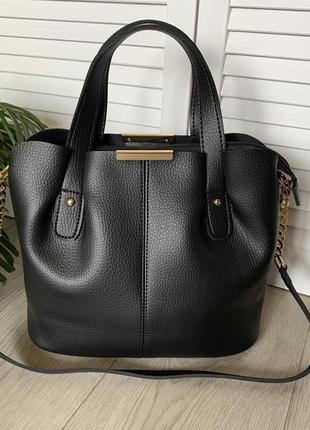 Стильная женская сумка отличного качества чёрная10 фото