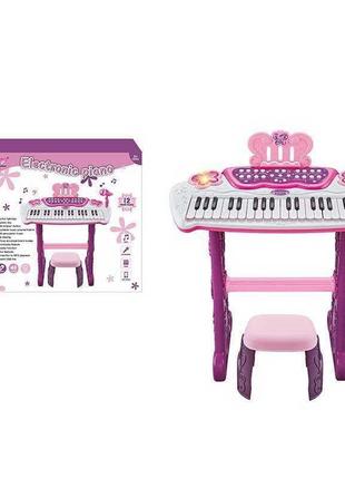 Піаніно іграшкове 883 b 12 функцій, мікрофон, підсвічування, запис звуку, звукові ефекти, стілець, в коробці1 фото