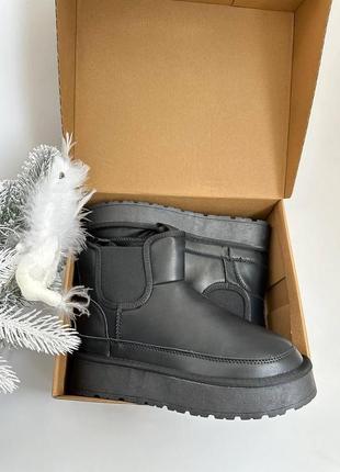 Новинка стильні  черевики зимові чорні, натуральна шкіра, всередині густе хутро(набивна вовна 40-60 %) уютни5 фото