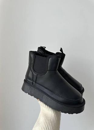 Новинка стильні  черевики зимові чорні, натуральна шкіра, всередині густе хутро(набивна вовна 40-60 %) уютни9 фото