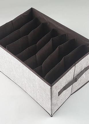 Органайзер 36*25*20 см, на 7 отделений, для хранения мелких предметов одежды коричневого цвета