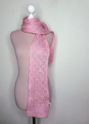 Шарф паутинка нежный розовый бренда h&m / мохеровый вязаный шарф4 фото