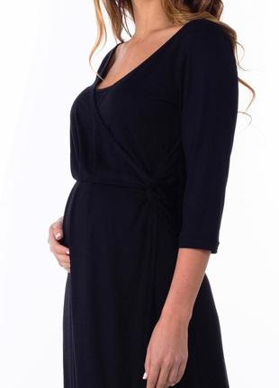 Базовое трикотажное платье для беременных и кормящих на запах (чёрный)5 фото
