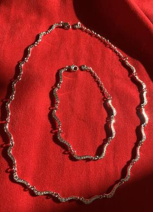 Swarovski,набор украшений из австрии,оригинал,комплект колье и браслет,кристаллы swarovski