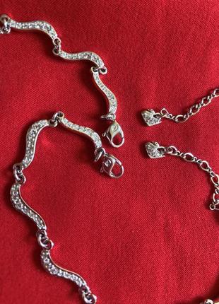 Swarovski,набор украшений из австрии,оригинал,комплект колье и браслет,кристаллы swarovski