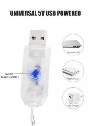 Светодиодная гирлянда штора 3*2м usb + крючки 200led c пультом мультик \ xmas гирлянда...