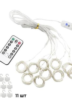 Светодиодная гирлянда штора 3*2м usb + крючки 200led c пультом мультик \ xmas гирлянда...