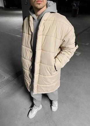 Парка чоловіча зимова stone island бежева довга куртка стон айленд